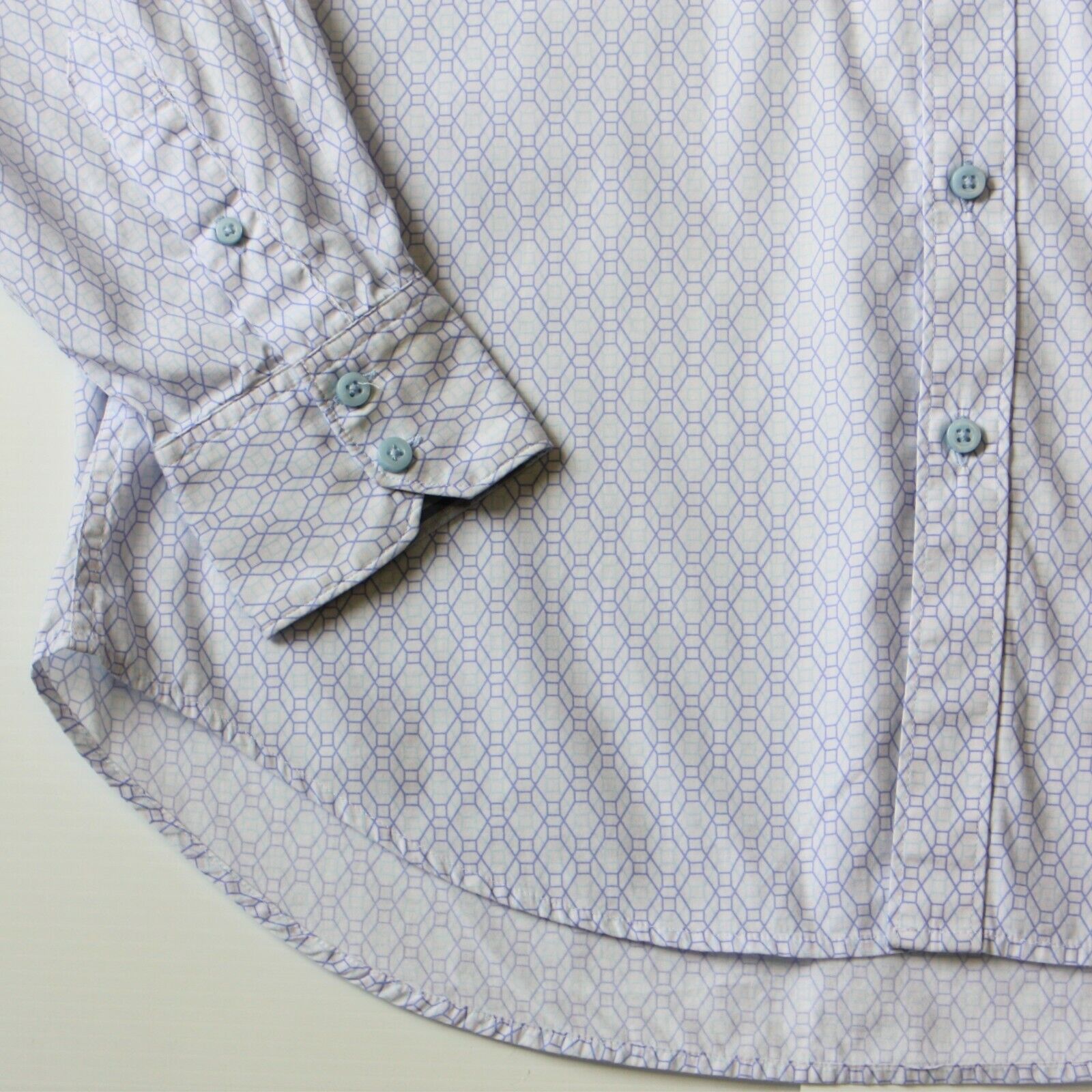 Robert Graham Geometric Print Light Blue Dress Shirt size L MSRP $198 Size US L / EU 52-54 / 3 - 3 Thumbnail