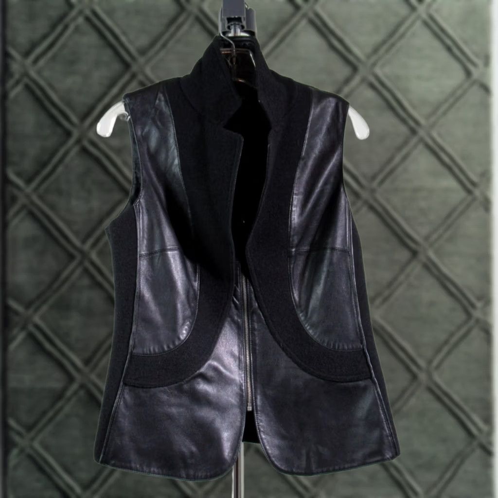 Vintage LAFAYETTE 148 New York Women's Leather Vest Size 10 Black w/Accents Size L / US 10 / IT 46 - 1 Thumbnail