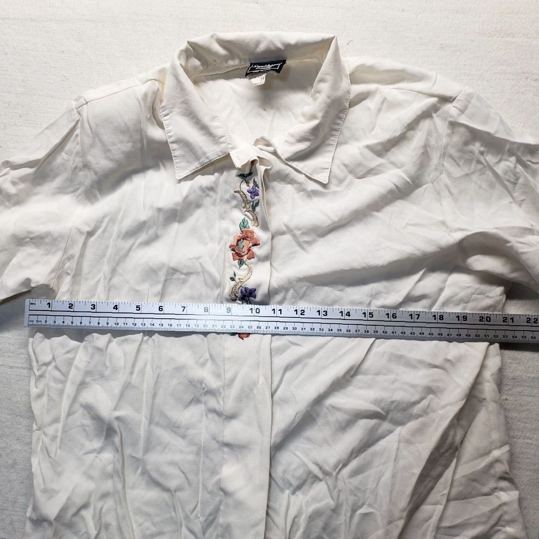 Vintage SOUTHERN LADY Shirt Blouse Button-Up Collared Floral White 18 Womens Size XXL / US 16-18 / IT 52-54 - 5 Thumbnail