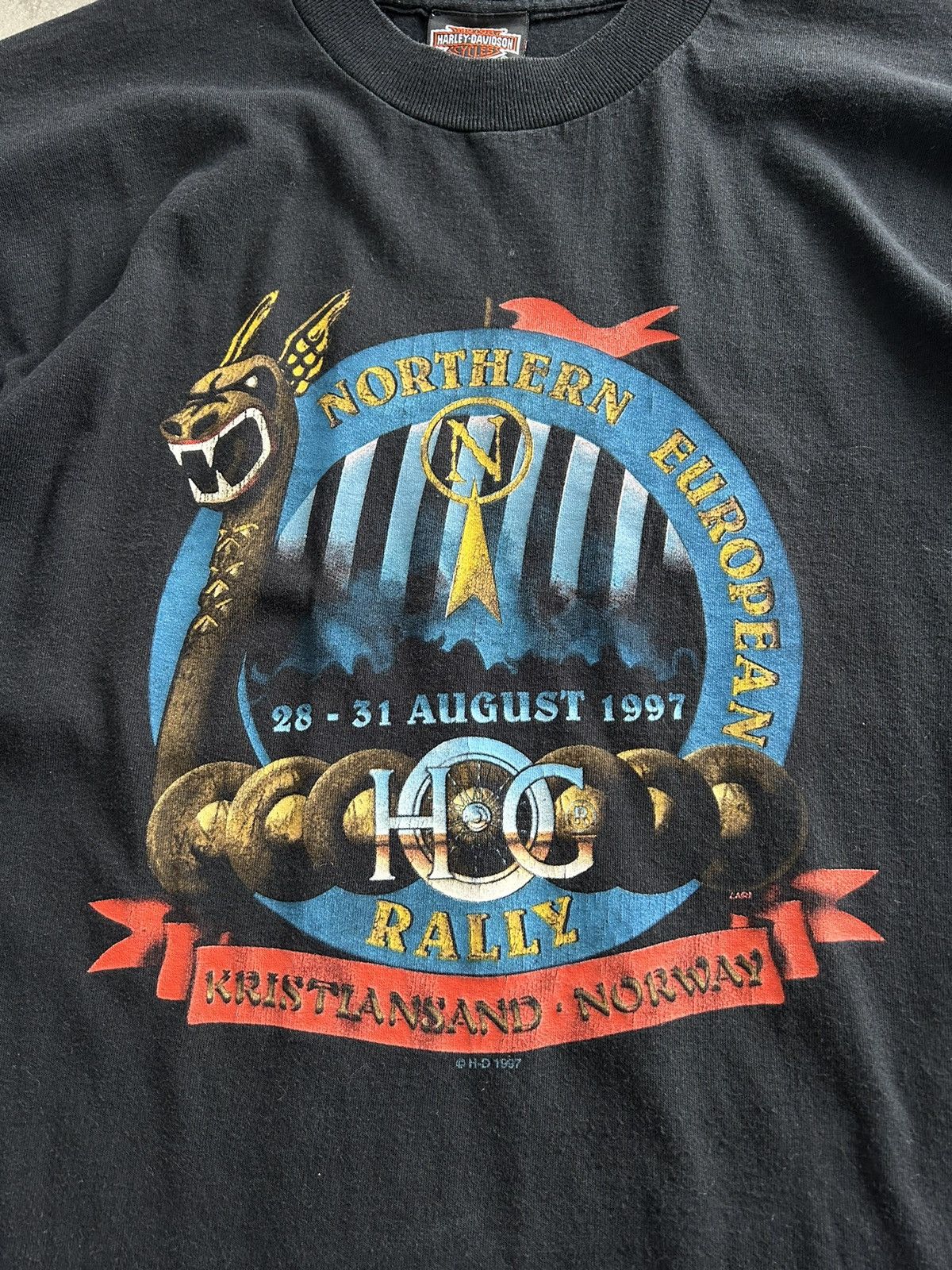 Harley Davidson × Vintage Vintage 1997 HARLEY DAVIDSON Northern European Rally t-shirt Size US M / EU 48-50 / 2 - 3 Thumbnail