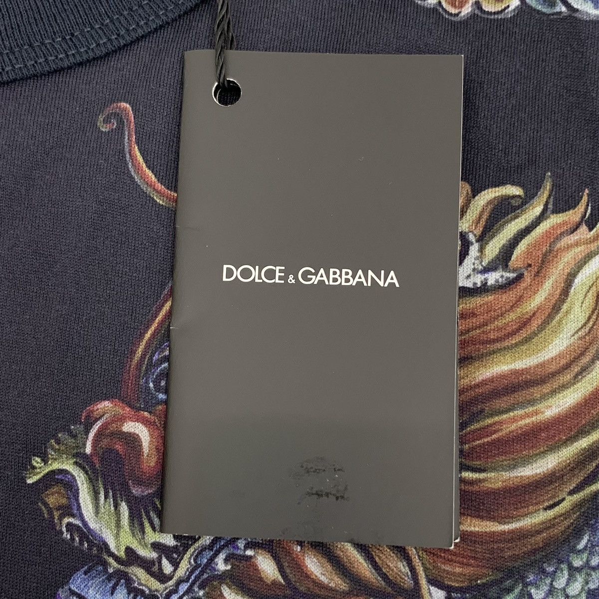 Dolce & Gabbana Dolce & Gabbana Navy Blue Dragon Print Short Sleeve K26WX Size US XS / EU 42 / 0 - 6 Thumbnail