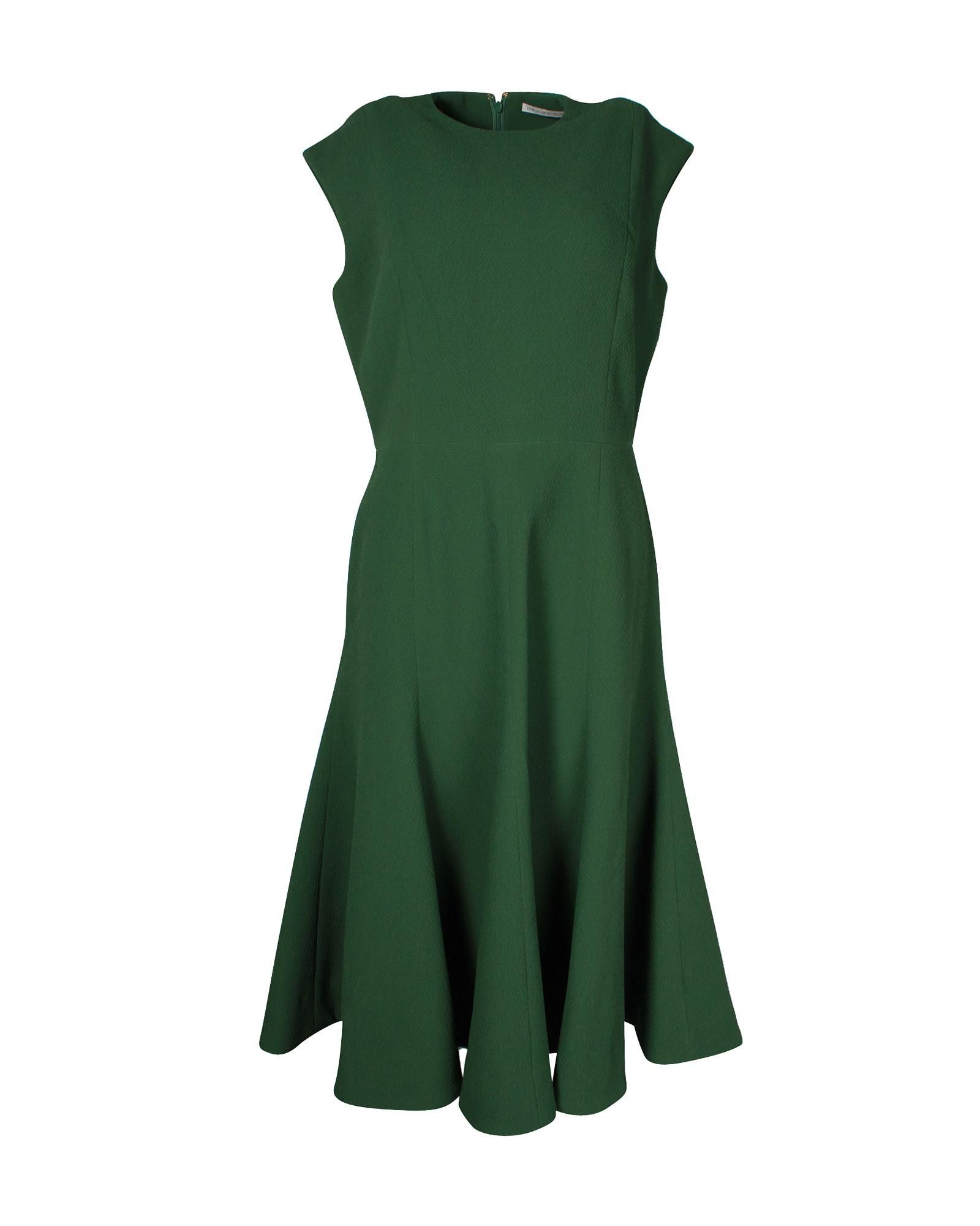 image of Emilia Wickstead Elegant Green Crepe Midi Dress, Women's (Size Medium)