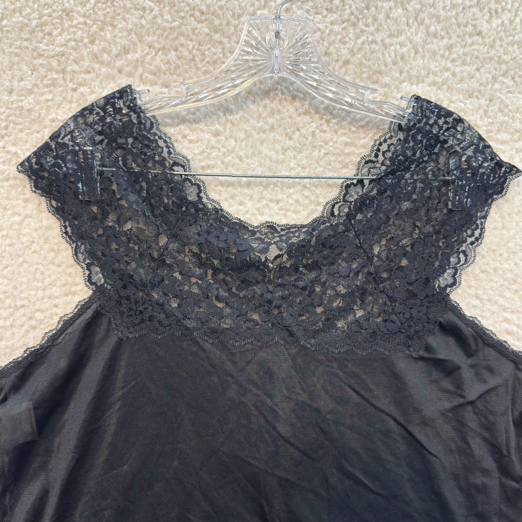 Vintage VINTAGE Lingerie Top XL Black Nylon Lace Edwardian Victorian Gothic USA Womens XL Lace Top Size XL / US 12-14 / IT 48-50 - 3 Thumbnail