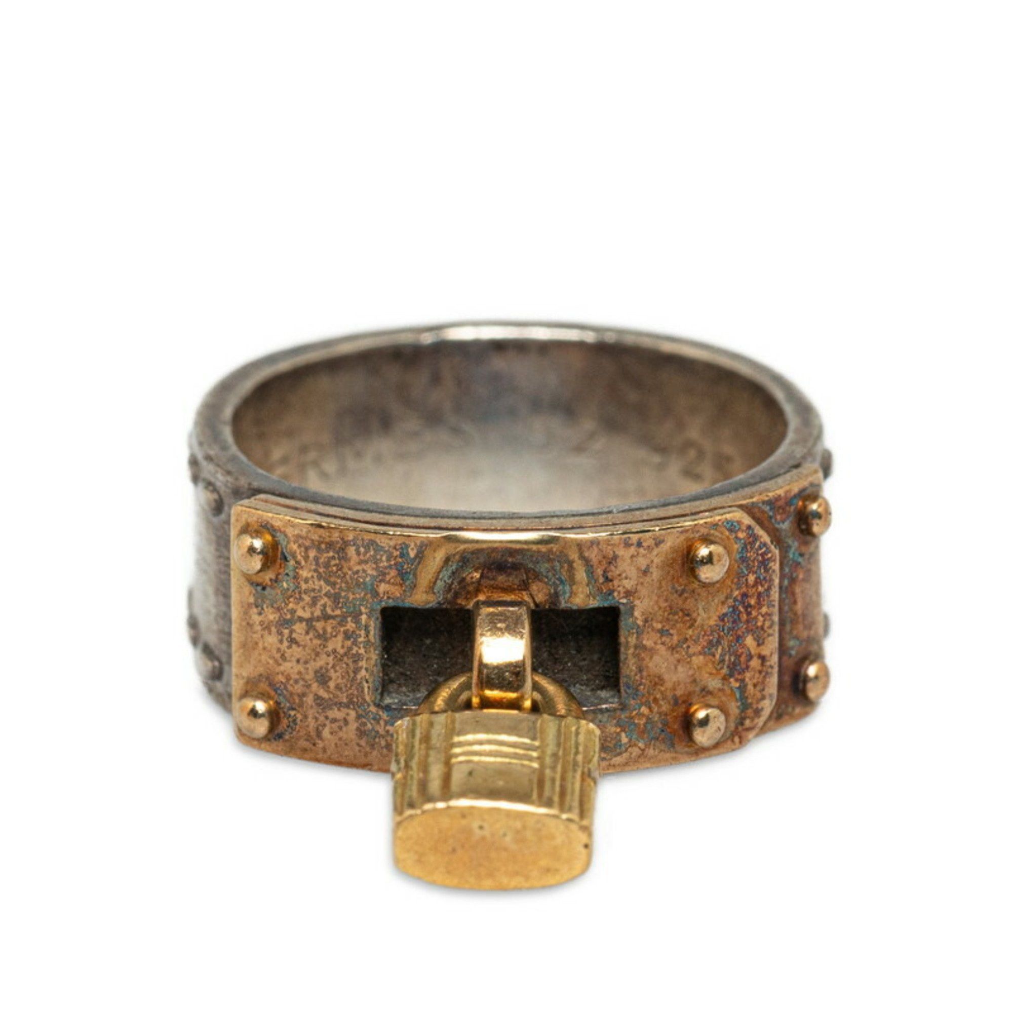 image of Hermes Hallmark Ring, Silver, Gold, Sv925, Women's, Hermes