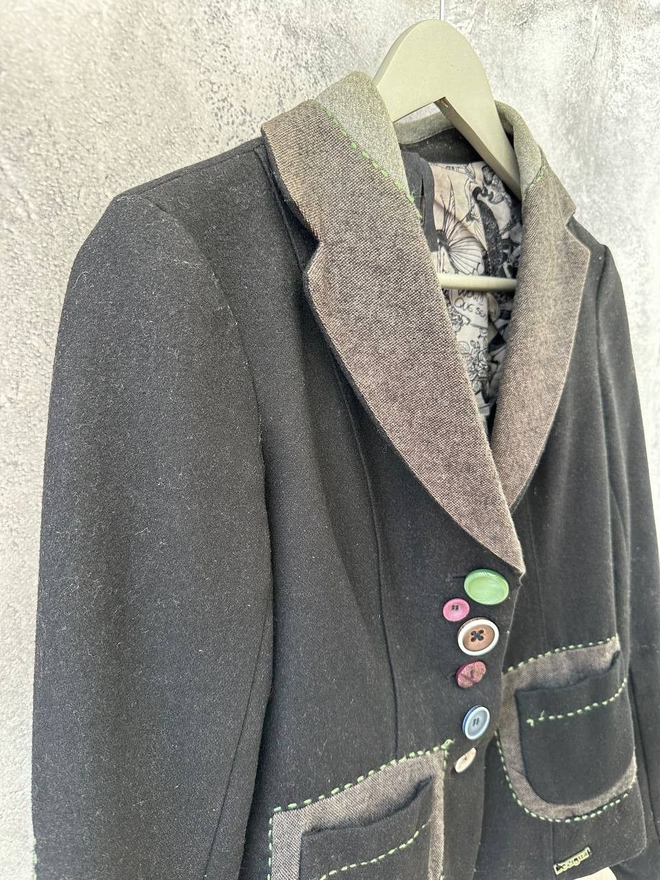 Desigual × Vintage Desigual Patchwork Wool Blazer with Graphic Lining Size XS / US 0-2 / IT 36-38 - 4 Thumbnail