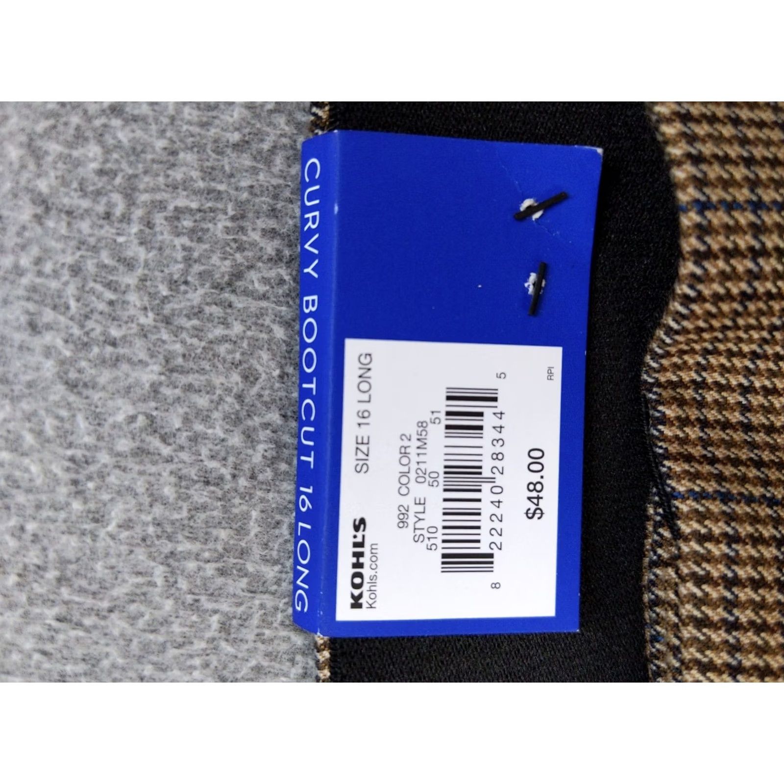 Apt. 9 APT 9 Pants Womens 16 Long Brown Plaid Bootcut Tummy Control Stretch Clothing Size 25" / US 0 / IT 36 - 3 Thumbnail