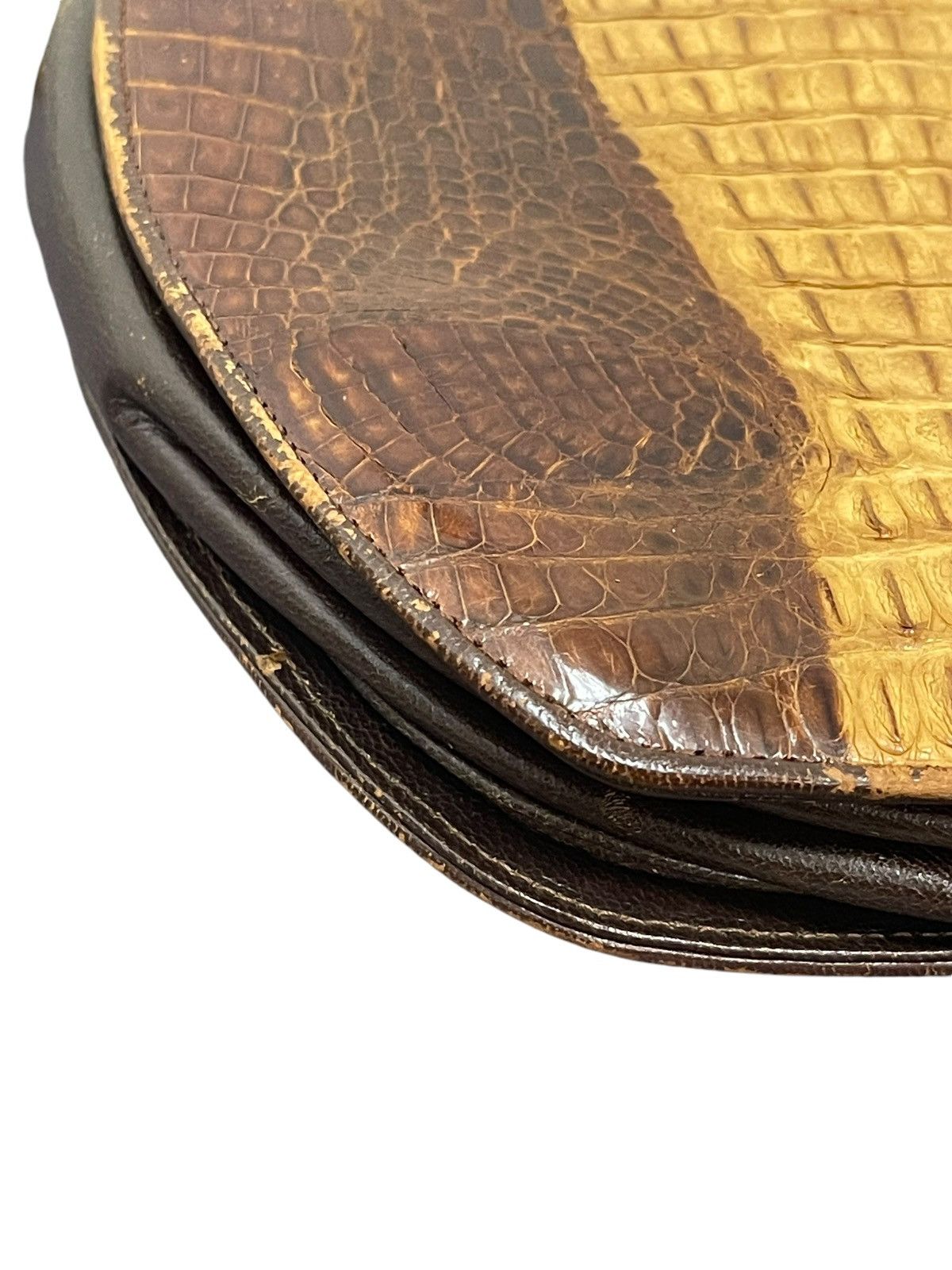 Leather Crocodile Skin Patina Vtg Unknown Japan Cross Body Bag 1🟩1 Size ONE SIZE - 8 Thumbnail