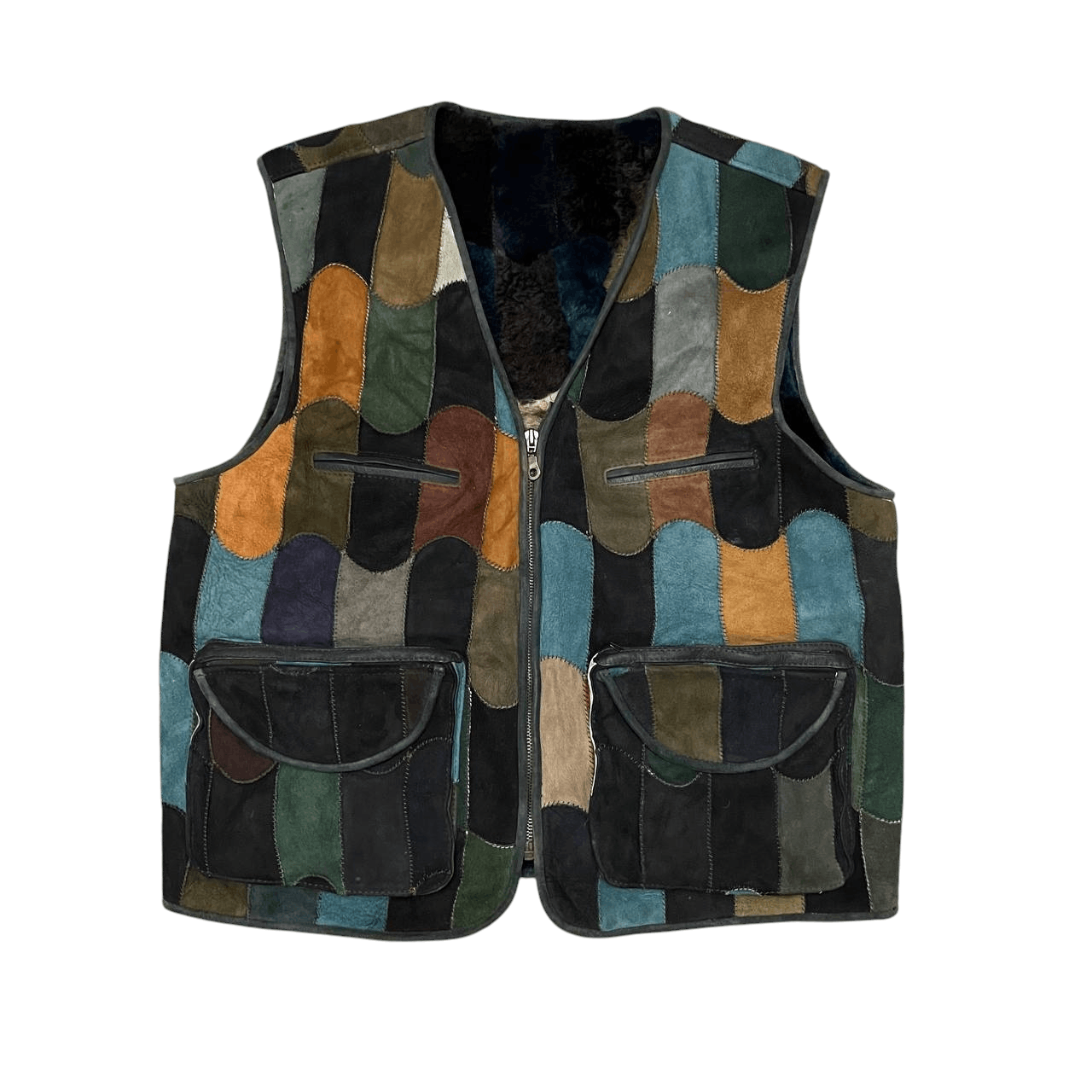 Other Vintage Patch Work Leather Vest Shearling Size US M / EU 48-50 / 2 - 1 Thumbnail