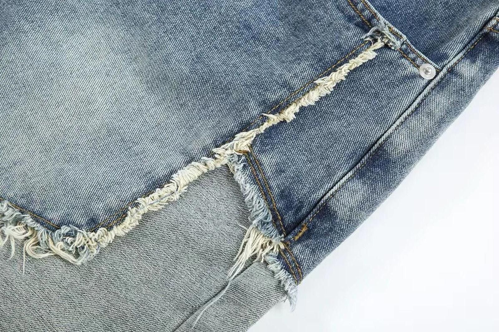 Stars Patchwork Washed Baggy Shorts, Embroidered Shorts