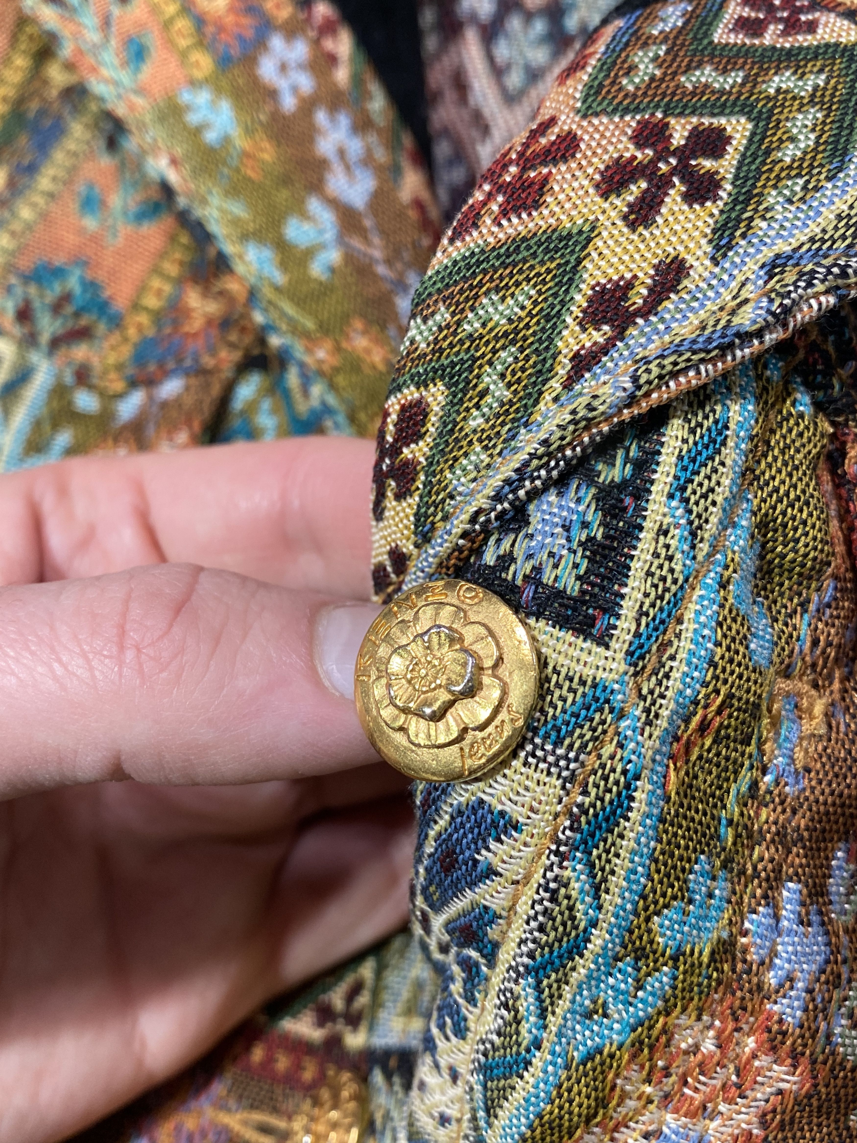 Kenzo Vintage 80s KENZO Tapestry Boho Patchwork Blazer Coat Flora Size L / US 10 / IT 46 - 15 Thumbnail