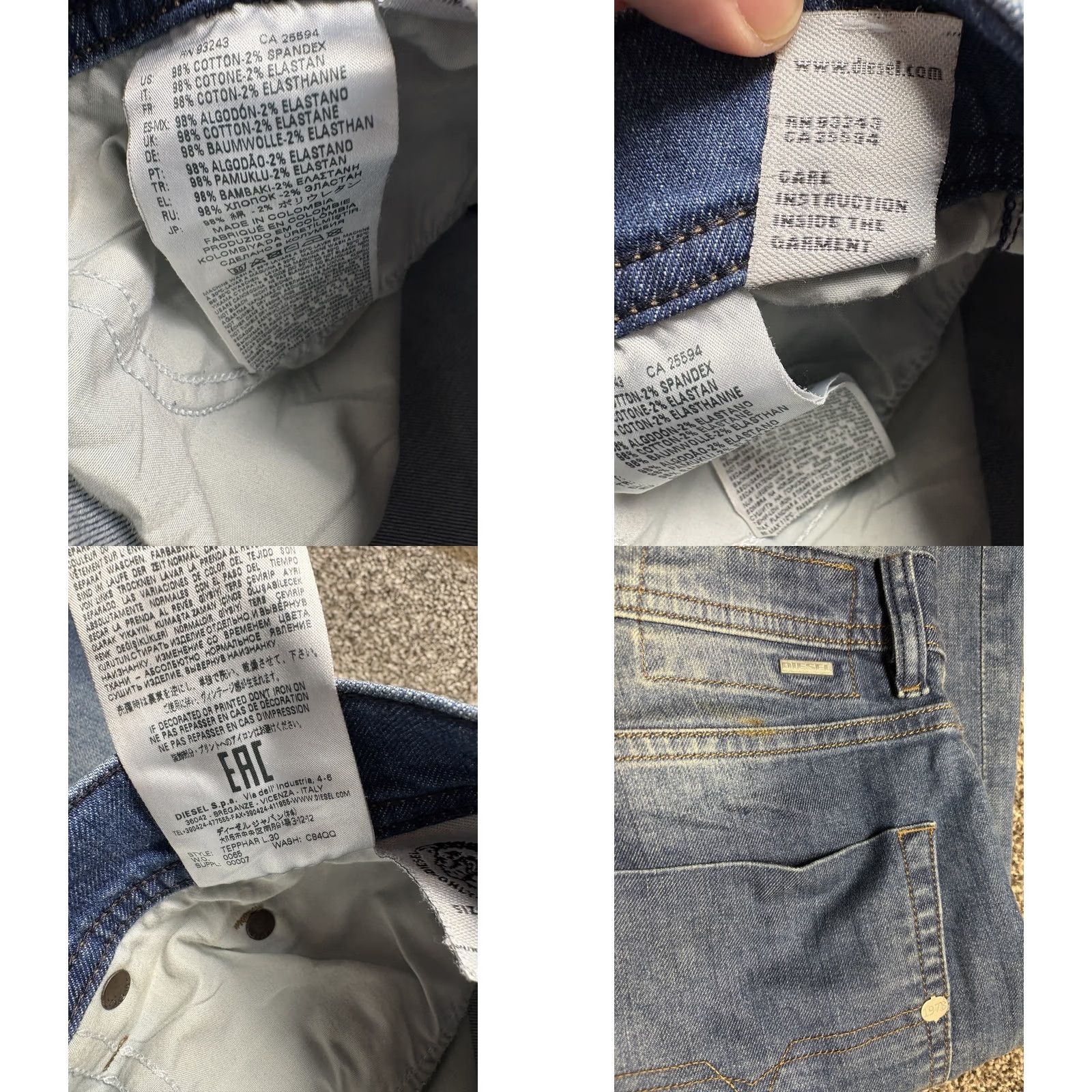 Diesel Diesel Tepphar Jeans Mens 34x30 Slim-Carrot Button Fly Stretch CQ488 Size US 34 / EU 50 - 9 Thumbnail
