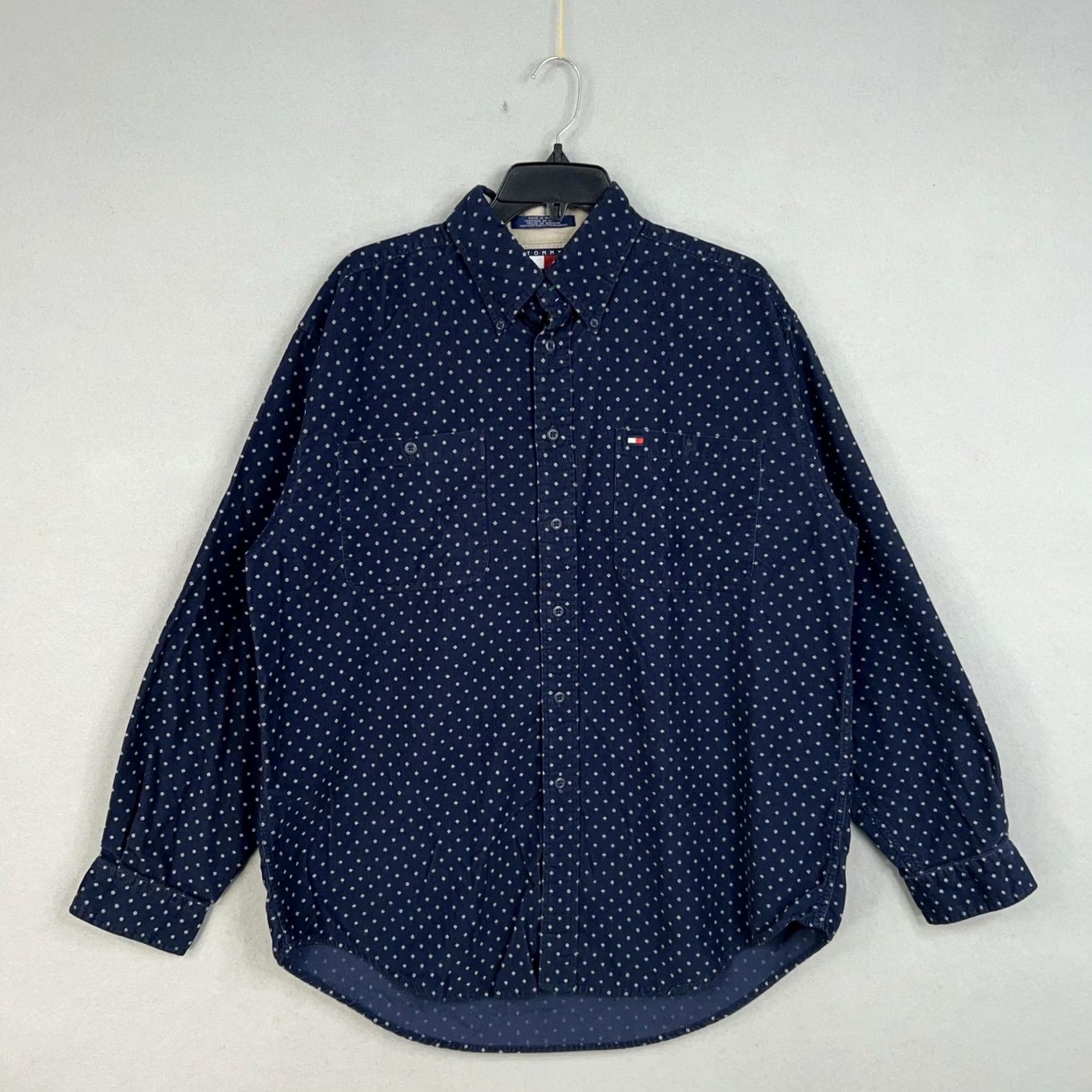 Tommy Hilfiger Tommy Hilfiger Shirt Mens Large Navy Blue Corduroy Snowflake Long Sleeve Y2K Size US L / EU 52-54 / 3 - 2 Thumbnail