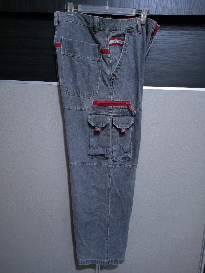 Japanese Brand Y2K Piko Grey Tech Cargo Jeans (W34) Size US 34 / EU 50 - 8 Thumbnail