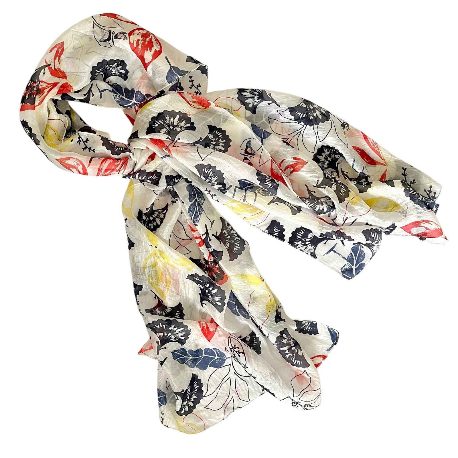 Galeries Lafayette Galeries Lafayette Colorful Leaf-Print Silk Rectangle Scarf Size ONE SIZE - 6 Thumbnail