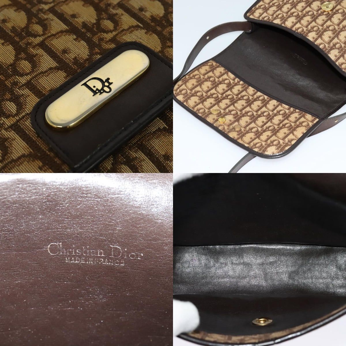 Dior DIOR Trotter Canvas Shoulder Bag Brown Gold Size ONE SIZE - 11 Thumbnail