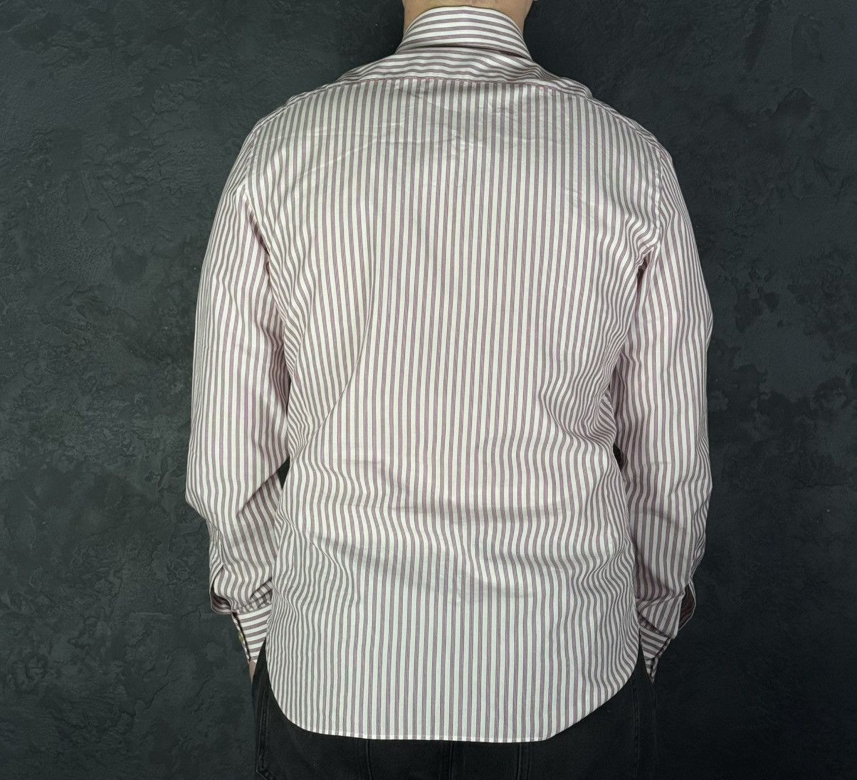 Kiton Kiton Men's Pink Stripe Cotton Long-Sleeve Button Shirt Size US L / EU 52-54 / 3 - 3 Thumbnail