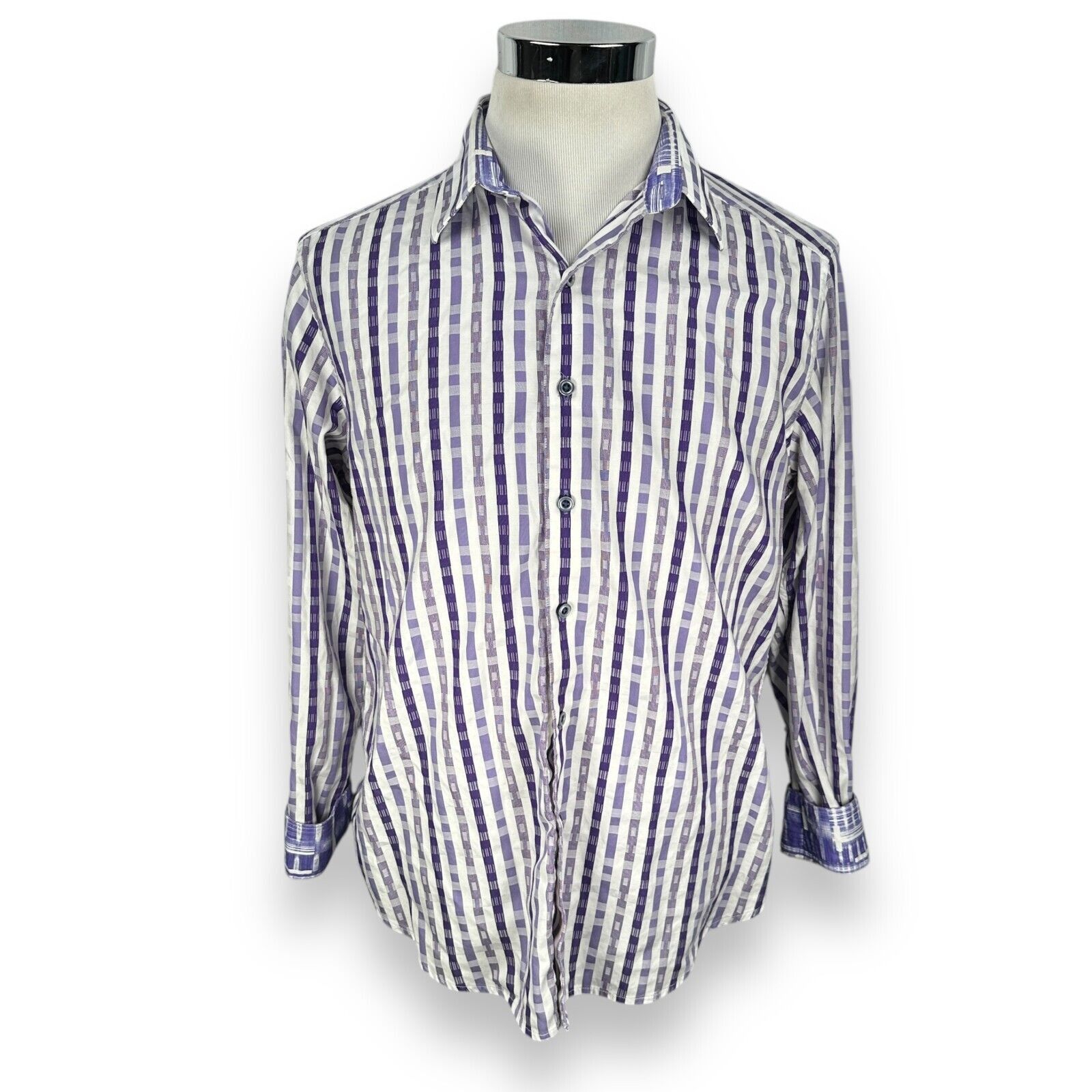 Robert Graham Robert Graham Shirt Men’s Large Purple White Striped Flip Size US L / EU 52-54 / 3 - 1 Thumbnail