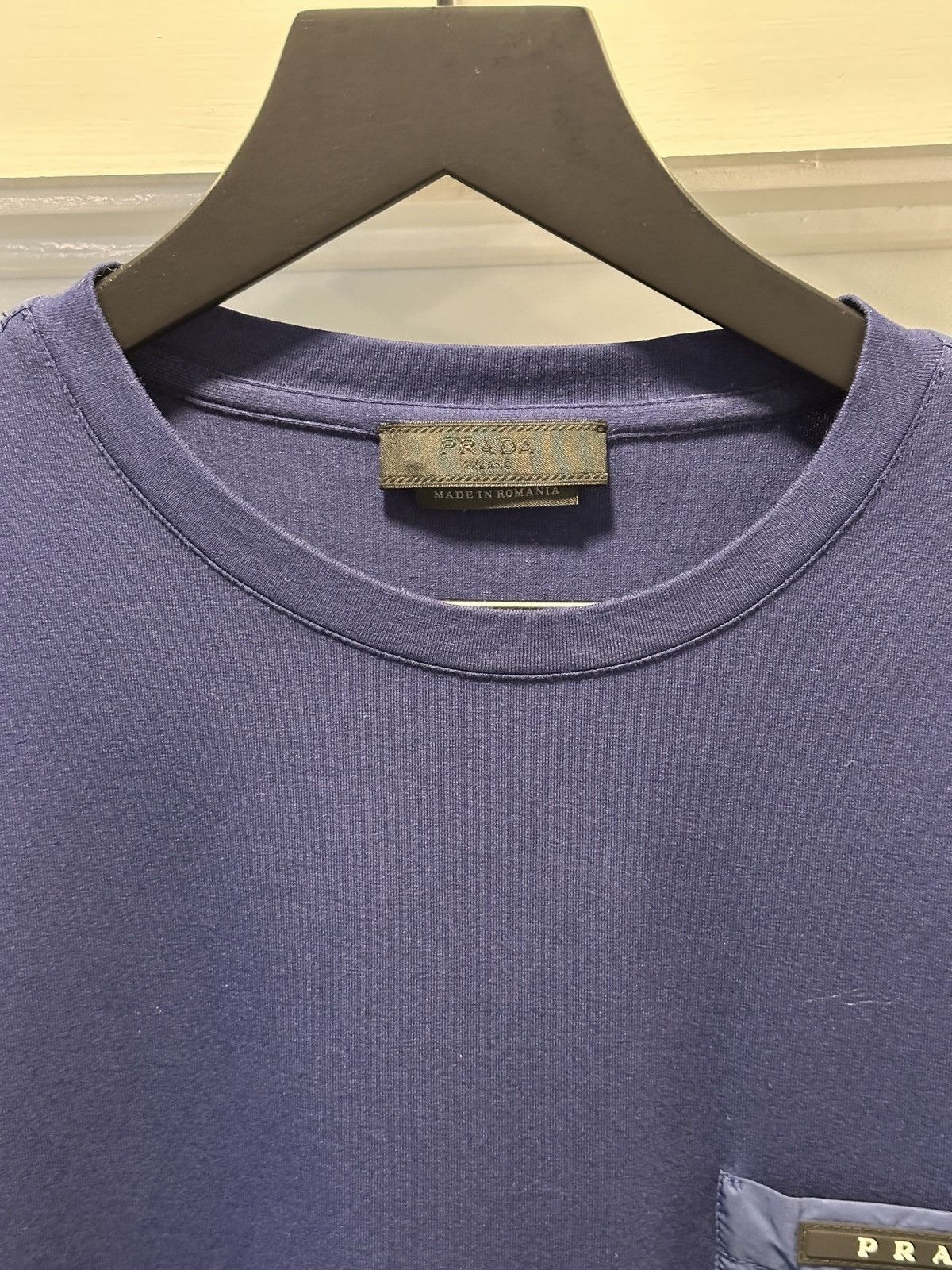 Prada Prada Stretch Cotton T-Shirt Nylon Pocket Navy L Size US L / EU 52-54 / 3 - 3 Thumbnail