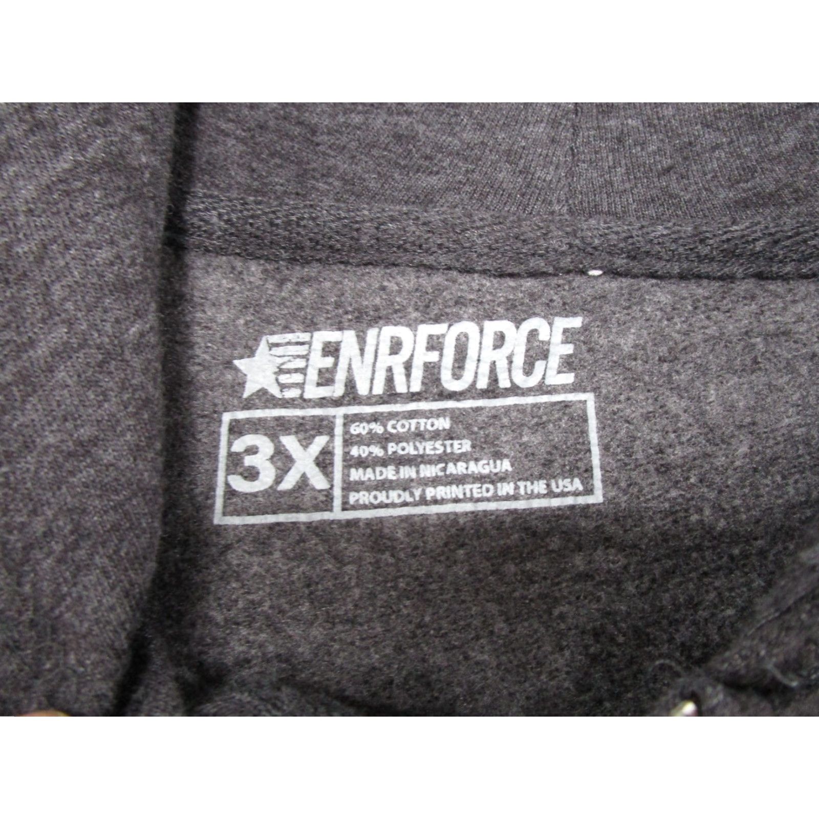 Vintage Enforce Mens 3X Gray Hoodie Sweatshirt Fleece Zip Full Zip Knit Pullover Big & Tall Cotton Logo 3X Enforce Mens Size US XXL / EU 58 / 5 - 3 Thumbnail