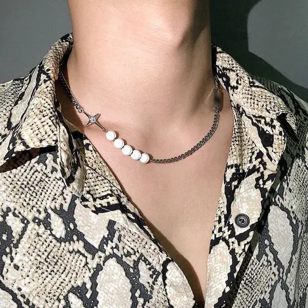 Jewelry Ichiko x Mina Fashion Reflective Pearl Couple Clavicle Chain Size ONE SIZE - 1 Thumbnail