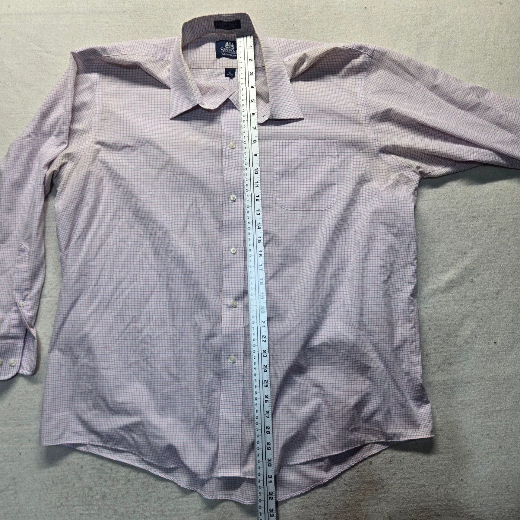 Stafford Stafford Easy Care Travel Shirt Pink White Checkered Short Sleeve Men's 18 Size US XXL / EU 58 / 5 - 5 Thumbnail
