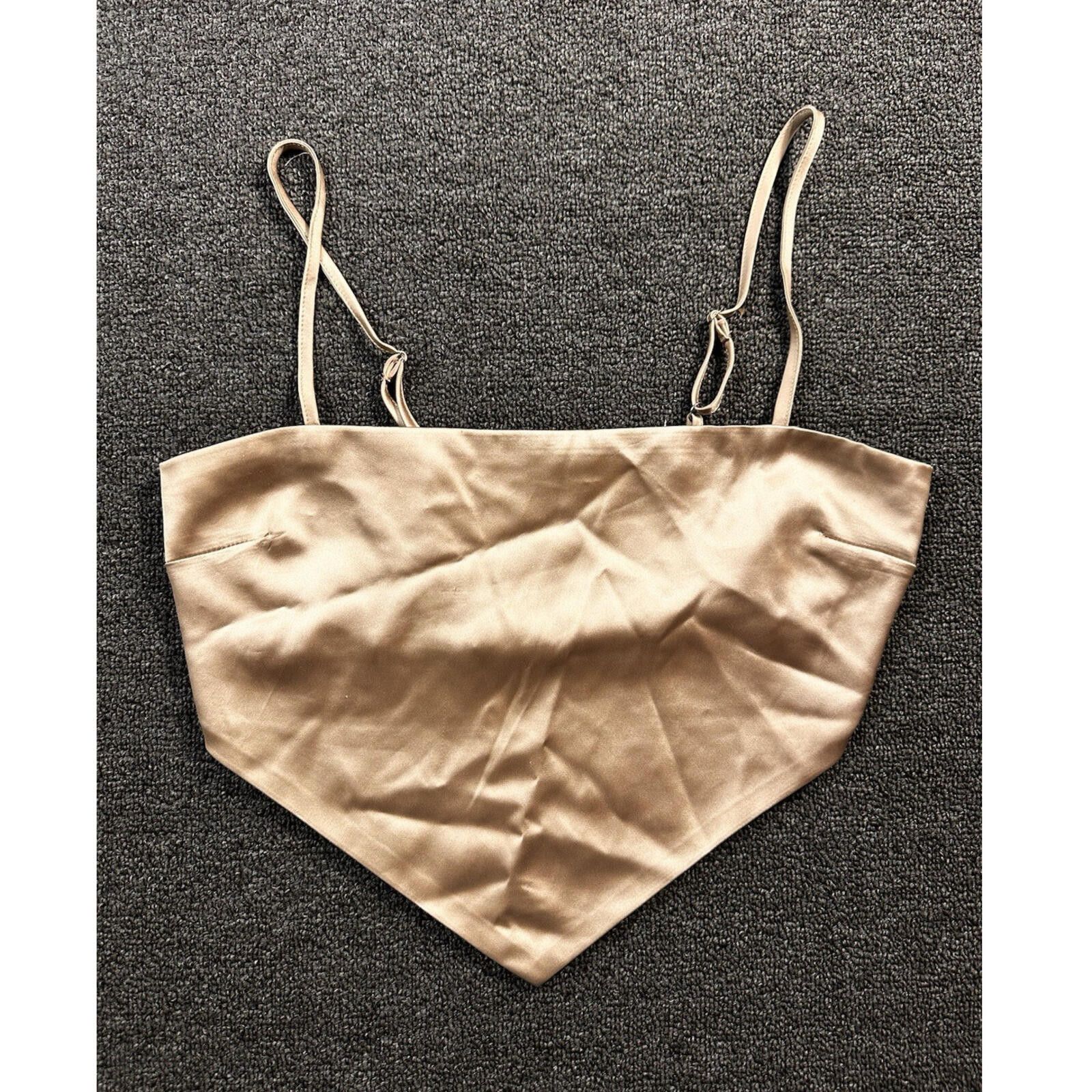 Forever 21 Forever 21 Women's L Beige Polyester Spaghetti Crop Cami Size L / US 10 / IT 46 - 1 Thumbnail
