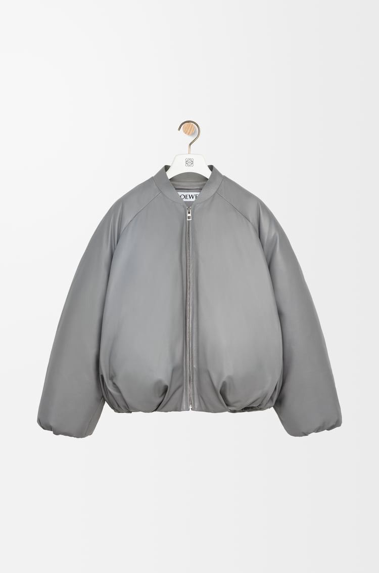 Loewe Loewe Grey Padded Leather Bomber Jacket Size US M / EU 48-50 / 2 - 1 Thumbnail