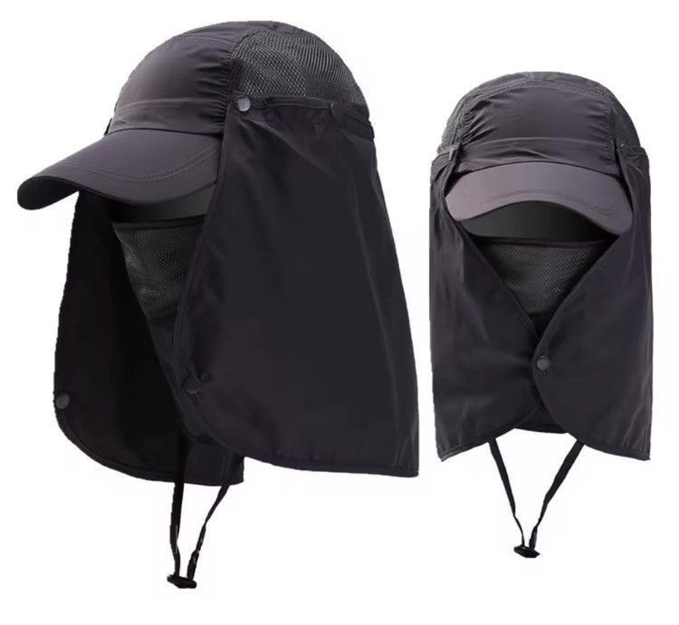 Japanese Brand Gangsta Mesh Camp Hat With Facemask Black Color Size ONE SIZE - 4 Thumbnail