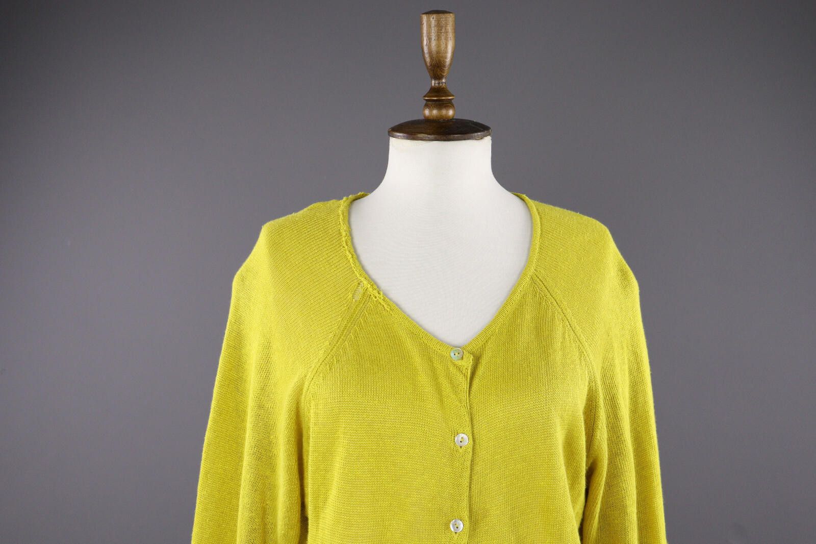 Designer Ladies Gudrun Sjöden Yellow Linen Cardigan Sweater Size L Size L / US 10 / IT 46 - 2 Thumbnail