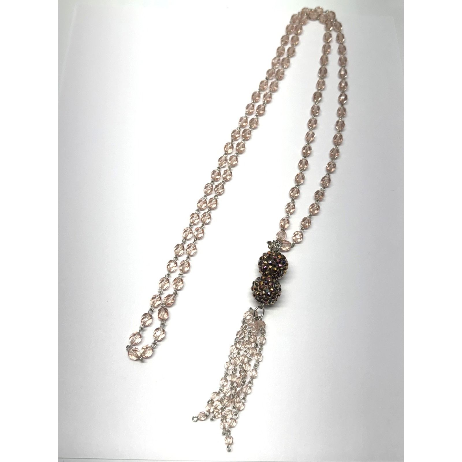 Vintage Vintage pink crystal beaded rhinestone tassel necklace Size ONE SIZE - 3 Thumbnail
