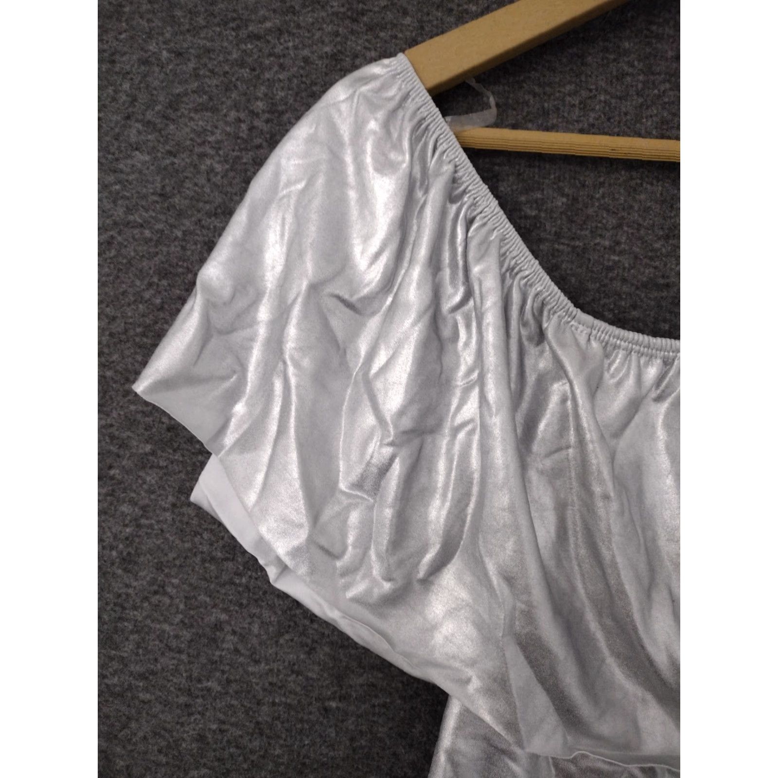 Vintage Codigo Silver L Bathing Suit Off Shoulder One Piece Cheeky Ruffles Size L / US 10 / IT 46 - 6 Thumbnail