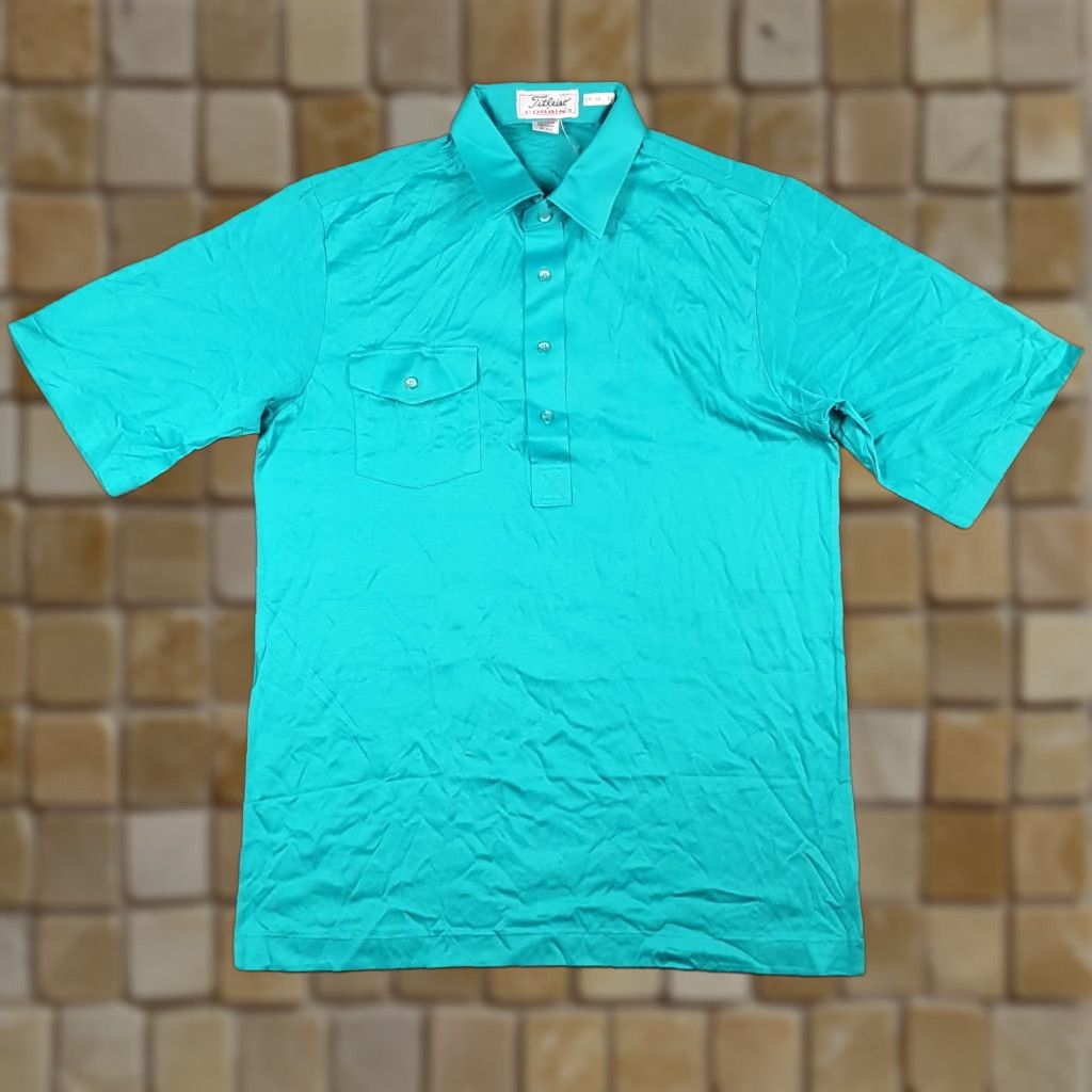 Titleist VINTAGE Titleist Golf Preppy Pocket Polo Mens L Teal Athletic Collared Shirt Size US L / EU 52-54 / 3 - 1 Thumbnail