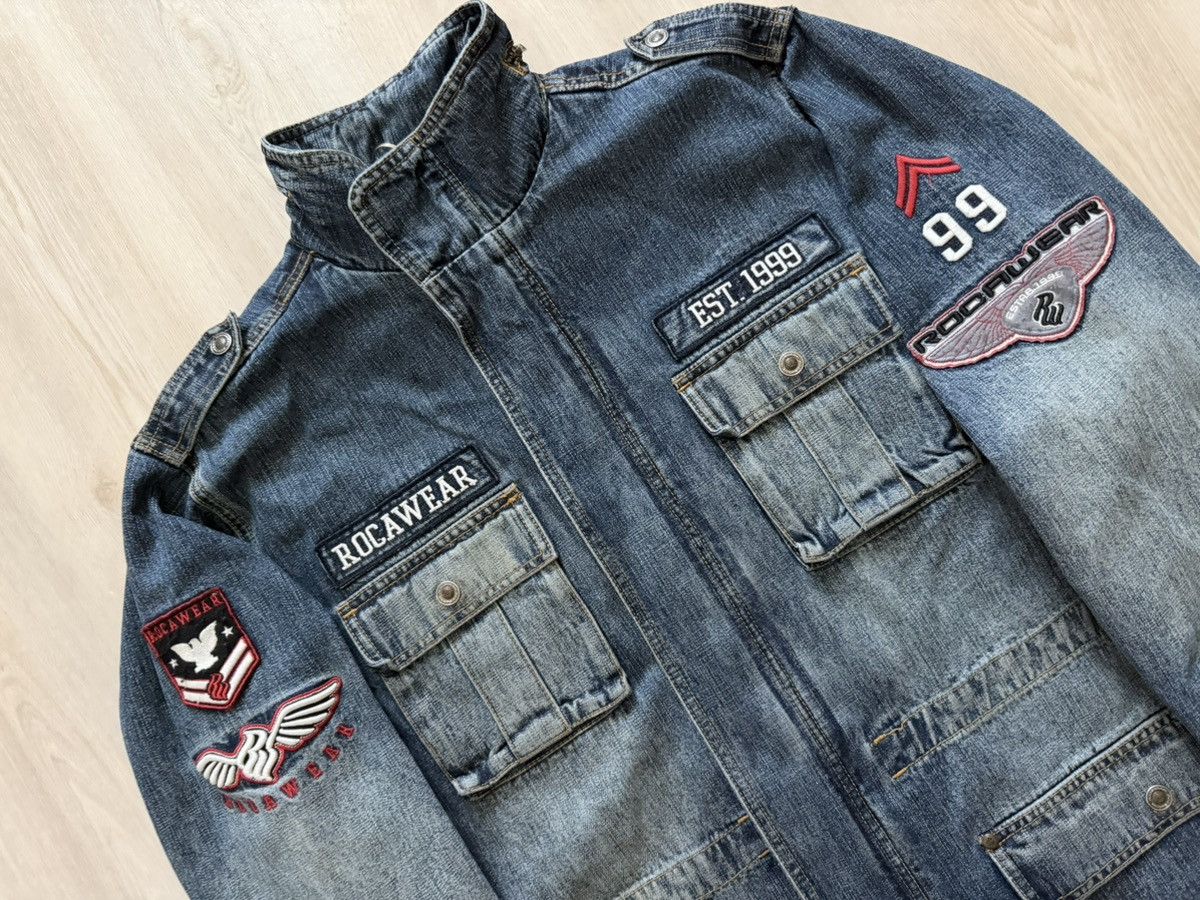 Vintage Vintage Rocawear Denim Military Jacket / Coat- Patches Sz XL Size XL / US 12-14 / IT 48-50 - 5 Thumbnail