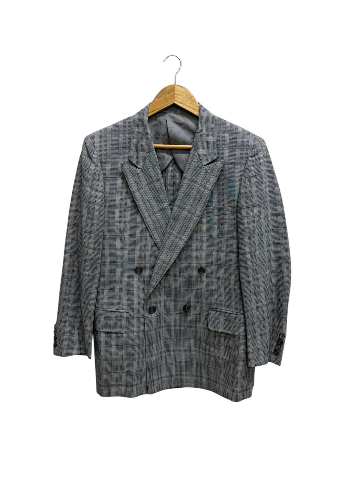 Burberry Vintage 90s Burberrys Chekered Linen Blazer Size US M / EU 48-50 / 2 - 1 Thumbnail