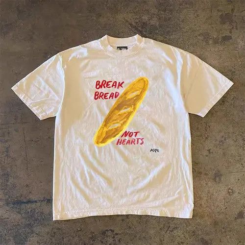 Japanese Brand × Vintage White retro long bread print cotton t-shirt Size US M / EU 48-50 / 2 - 3 Thumbnail