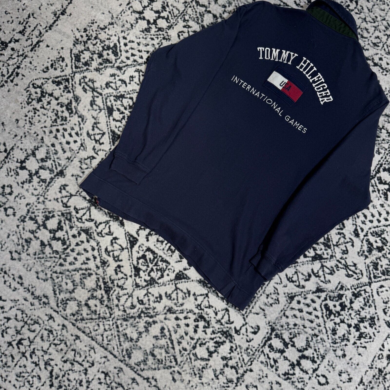 Tommy Hilfiger × Vintage Vintage Tommy Hilfiger Navy Cotton Polo Rugby Shirt Size S Size US S / EU 44-46 / 1 - 8 Thumbnail