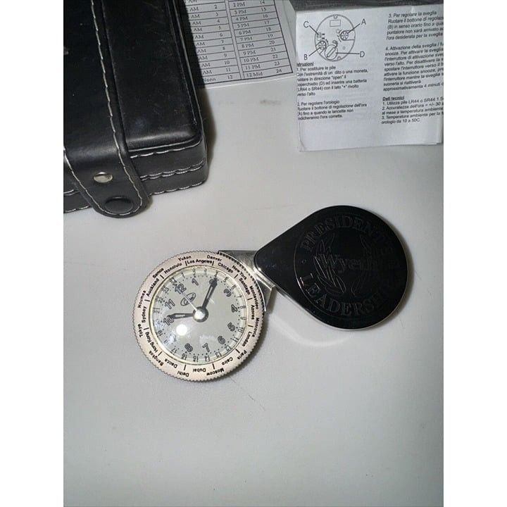 Vintage Chass 24 Hour Clock With Black Leather Case And Manual Size ONE SIZE - 4 Thumbnail