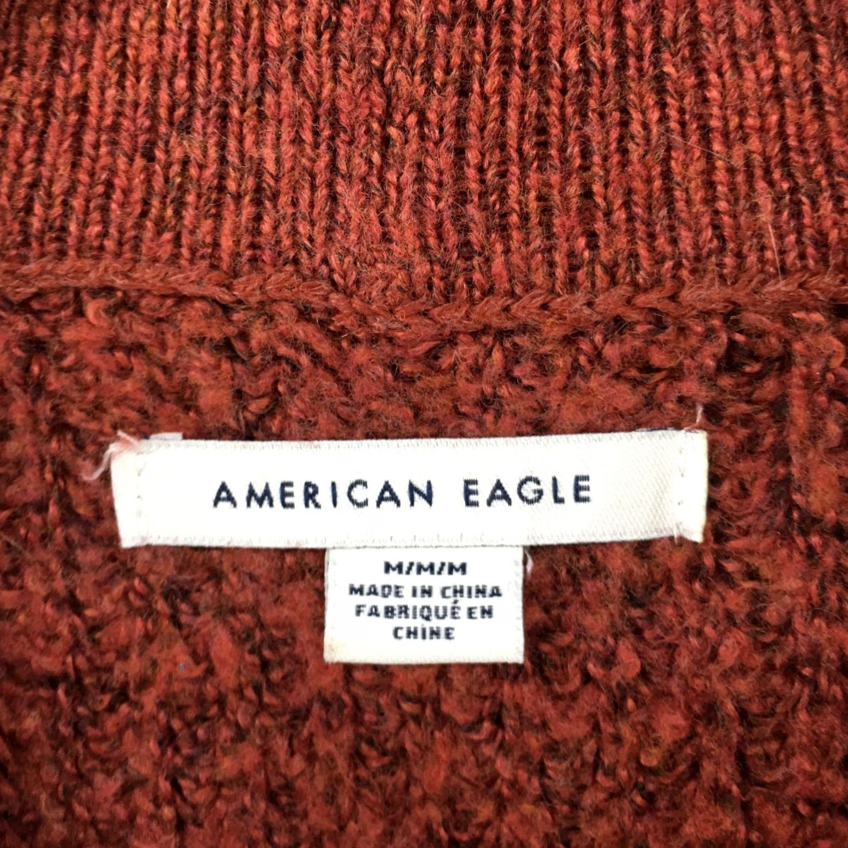 American Eagle Outfitters American Eagle Mock Neck Pullover Sweater Womens Medium Rust Dolman Sleeve Knit - Flat Lay Size M / US 6-8 / IT 42-44 - 6 Thumbnail