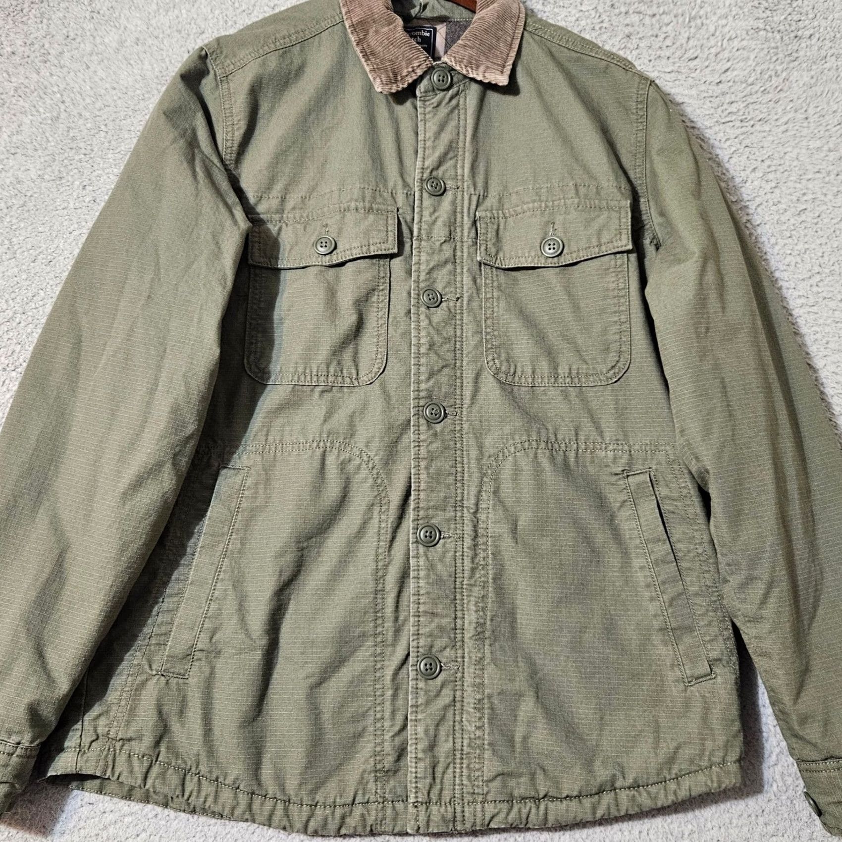Abercrombie & Fitch Abercrombie & Fitch Mens Medium Jacket Plaid Lined Khaki Green Field Military Size US M / EU 48-50 / 2 - 5 Thumbnail