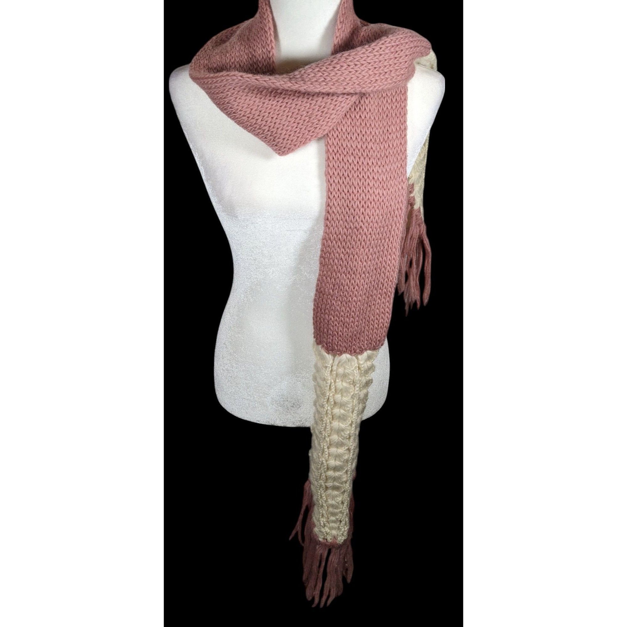 Handmade Vintage Handmade Victorian Rose Pink And Cream Scarf Size ONE SIZE - 1 Thumbnail