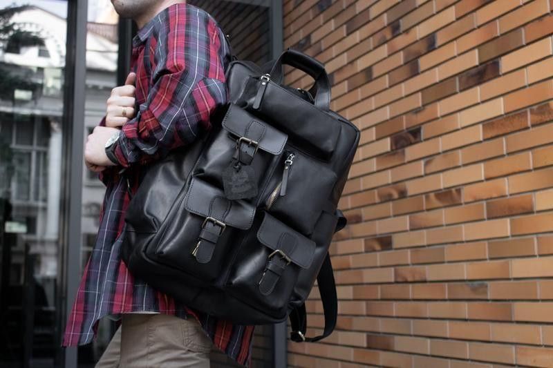 Handmade Leather Backpack. Genuine Vintage Leather CrazyHorse Size ONE SIZE - 2 Thumbnail