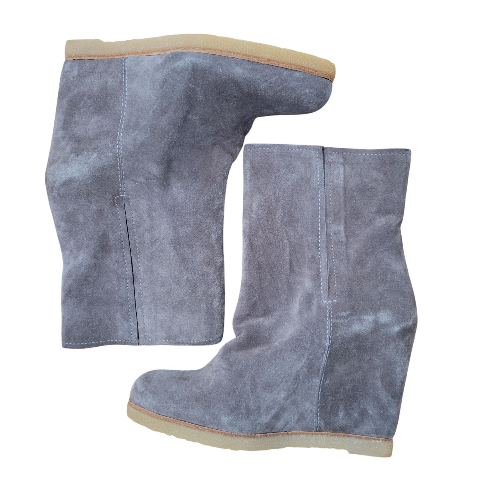 Stuart Weitzman Stuart Weitzman Bootscout Seal Gray Suede Wedge Chelsea Boot Size US 8 / IT 38 - 9 Thumbnail