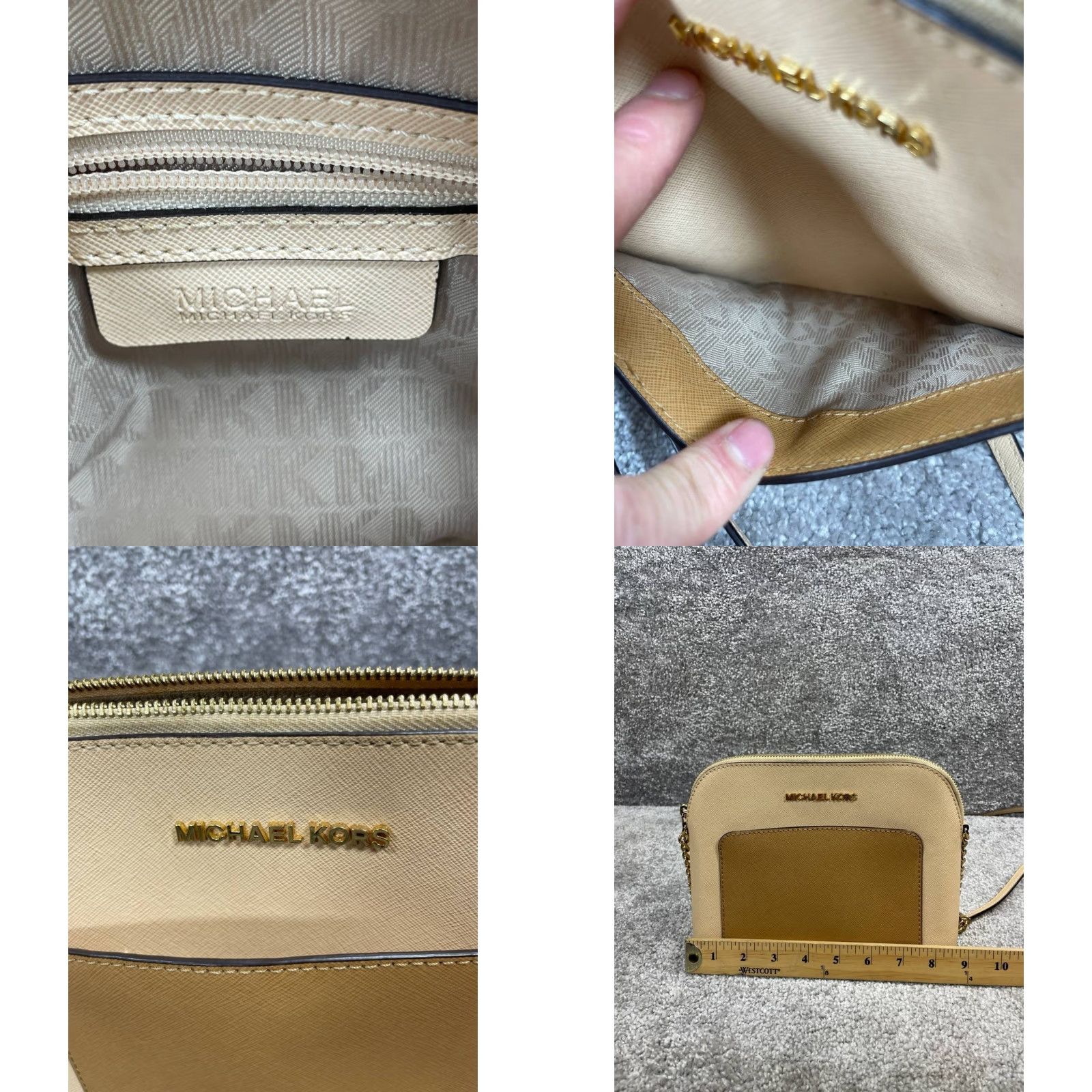 Michael Kors Michael Kors Jet Set Crossbody Bag Womens Leather Adjustable Chain Strap Peanut Brown Beige 8.5in 7in Medium Size ONE SIZE - 8 Thumbnail