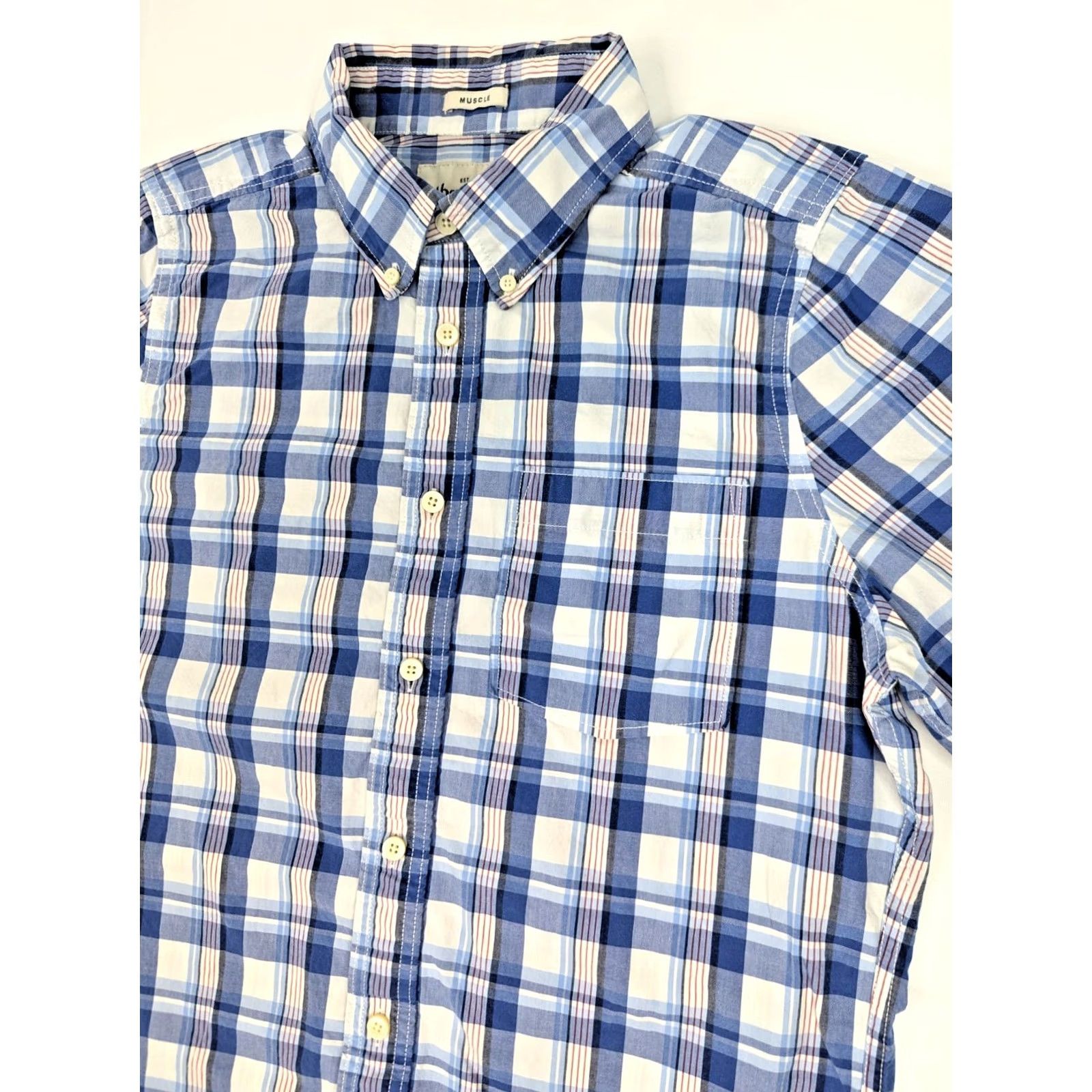 Abercrombie & Fitch Abercrombie & Fitch Shirt Men L Blue Red Plaid Muscle Y2K Long Sleeve Button-Up Vintage Size US L / EU 52-54 / 3 - 2 Thumbnail