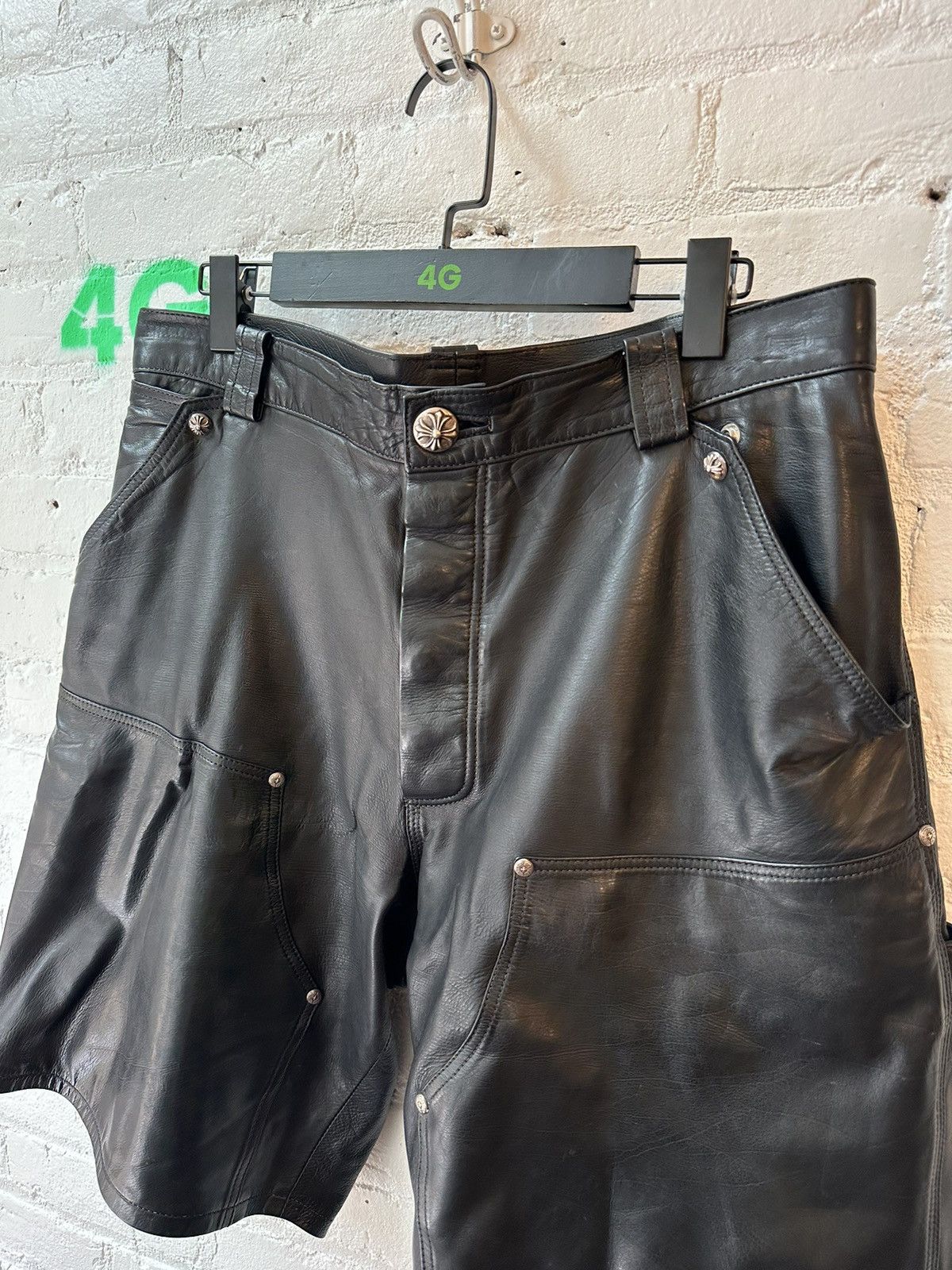 Chrome Hearts CHROME HEARTS FULL LEATHER SHORTS DOUBLE KNEE Size US 34 / EU 50 - 4 Thumbnail