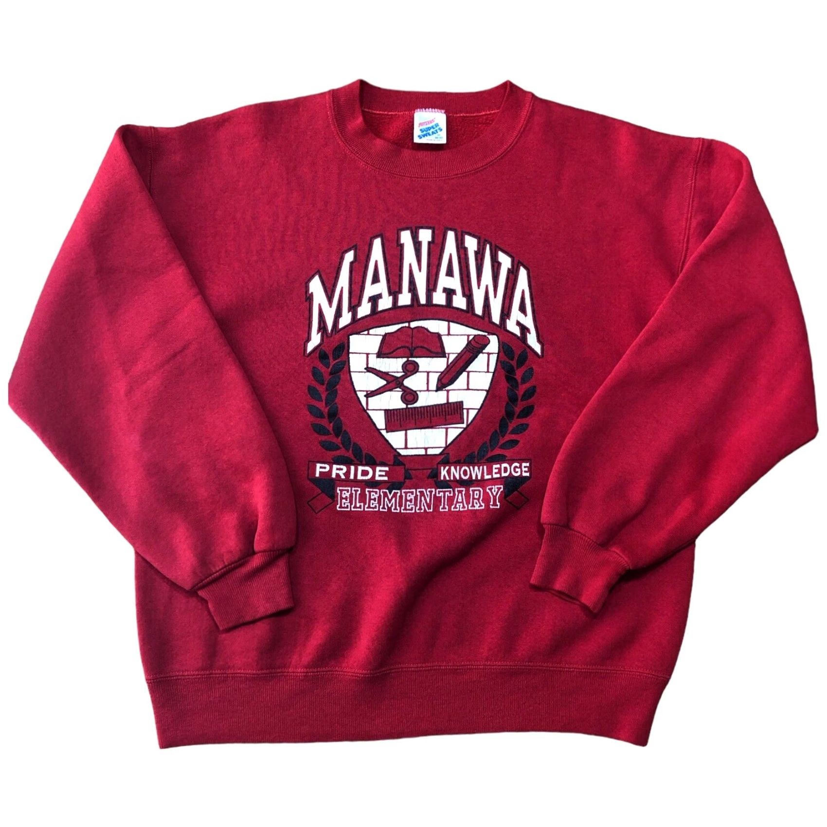 Jerzees VINTAGE Jerzees USA Manawa Elementary School Sweatshirt Crewneck Long Sleeve Red Adult M Mens 90s 80s Gym Graphic Print Logo Size US M / EU 48-50 / 2 - 2 Thumbnail