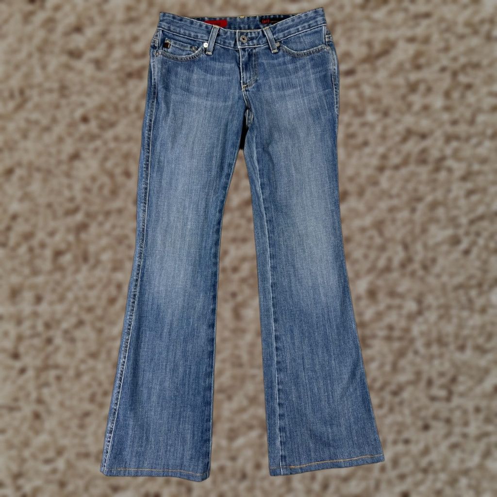 Denime AG Adriano Goldschmied Jeans Women's 29 Blue Denim Flared Embroidered 5-Pocket Cotton Blend Modern Fit Adult Women’s Size 29 Blue Size 29" - 1 Thumbnail