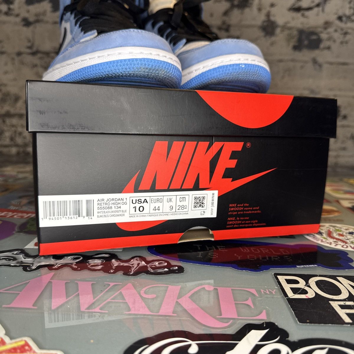 Nike Air Jordan 1 Retro High OG University Blue Sz 10 OG Box Size US 10 / EU 43 - 7 Thumbnail