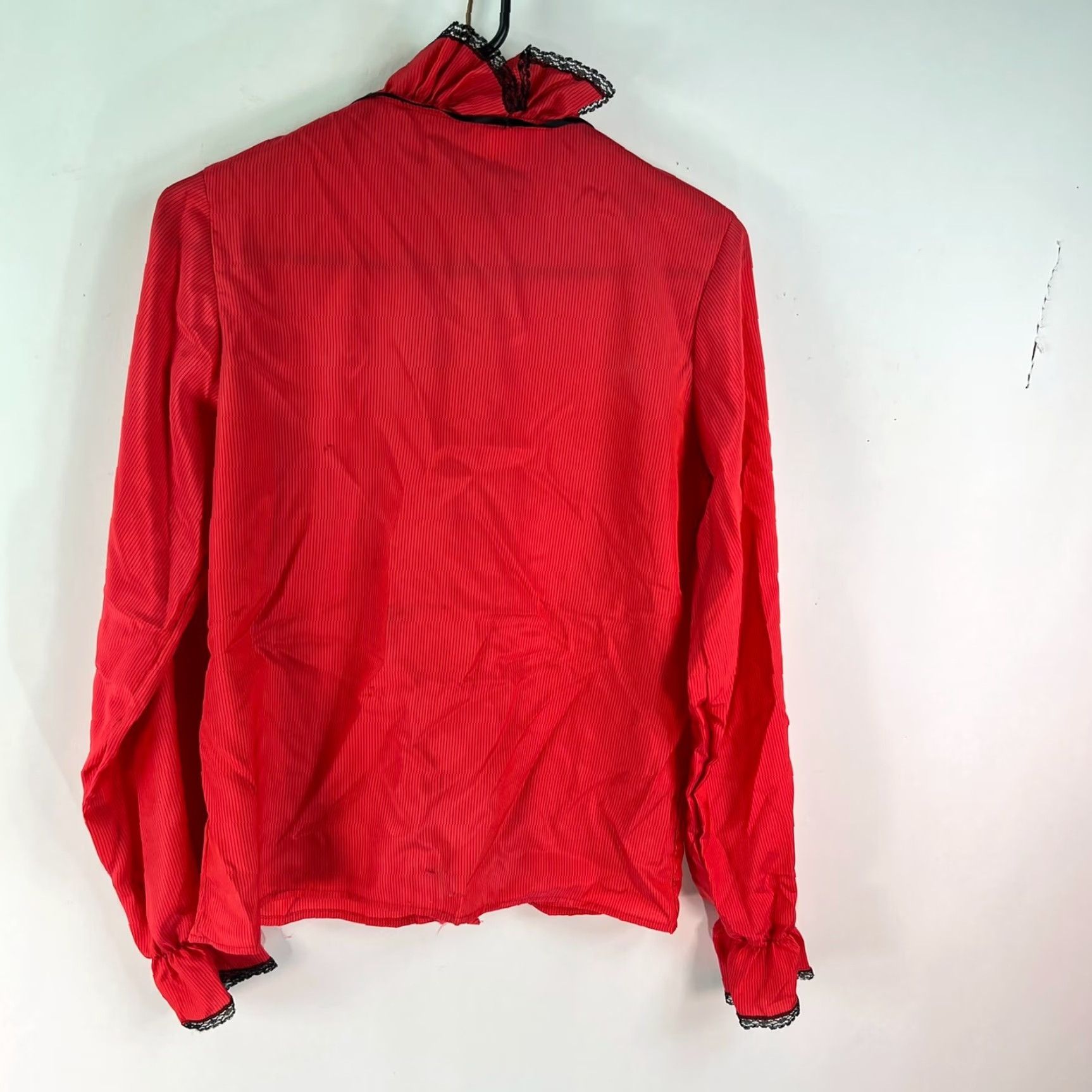 Vintage Queen of Hearts Shirt Size M Red Striped Lace Casual Long Sleeve Womens Size M / US 6-8 / IT 42-44 - 6 Thumbnail
