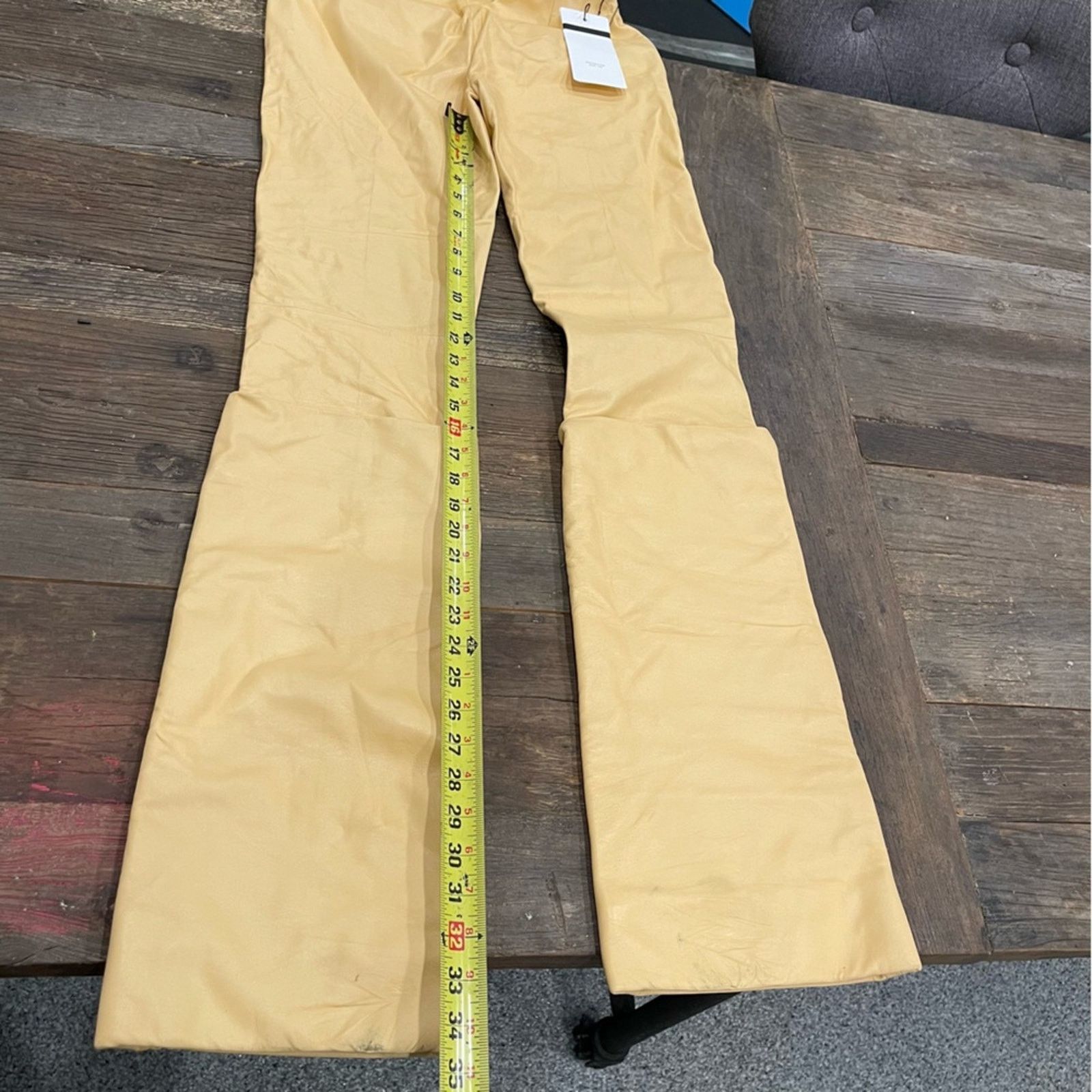 Sportmax SPORTMAX Slim-fit trousers lamb leather turn-up detail cream Size 27" / US 4 / IT 40 - 12 Thumbnail